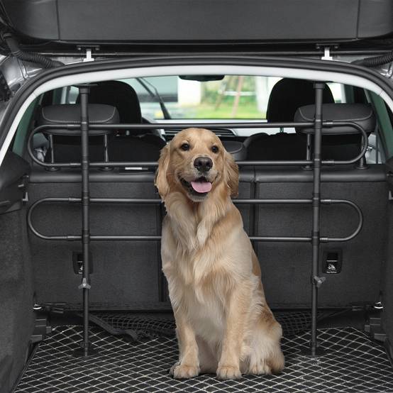 Barrière de protection de voiture pour chiens, grille universelle en acier pour coffre, réglable en largeur et hauteur 87-135 x 60-105 cm Noir - Image 3