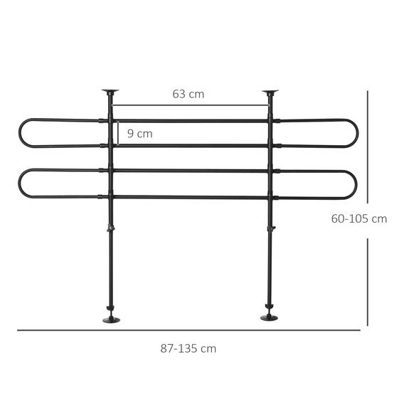Barrière de protection de voiture pour chiens, grille universelle en acier pour coffre, réglable en largeur et hauteur 87-135 x 60-105 cm Noir - Image 5