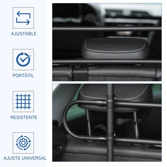 Barrière de protection de voiture pour chiens, grille universelle en acier pour coffre, réglable en largeur et hauteur 87-135 x 60-105 cm Noir - Image 6