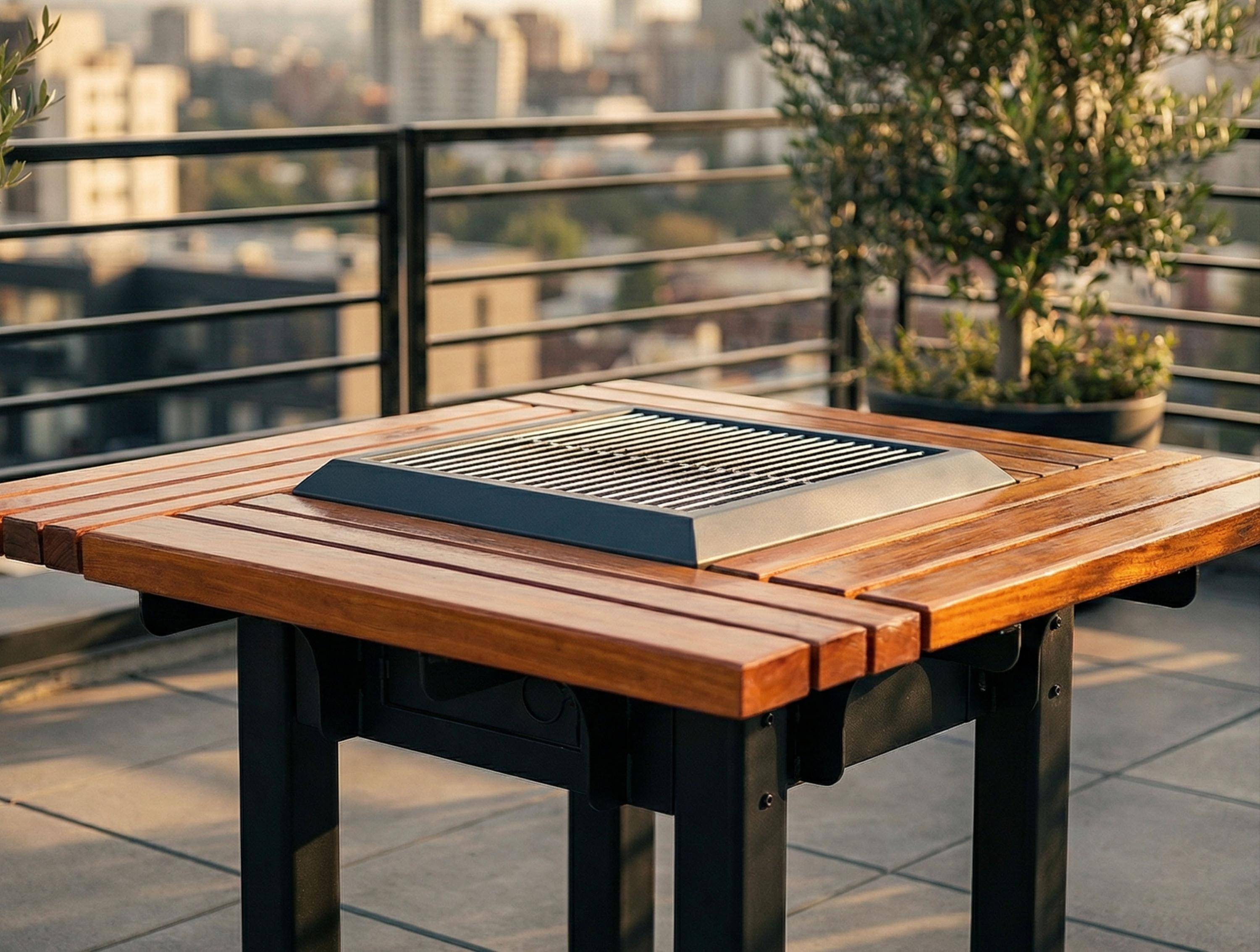 Purline - Barbecue charbon acier corten avec table en bois EFP54 – Purline - Image 7