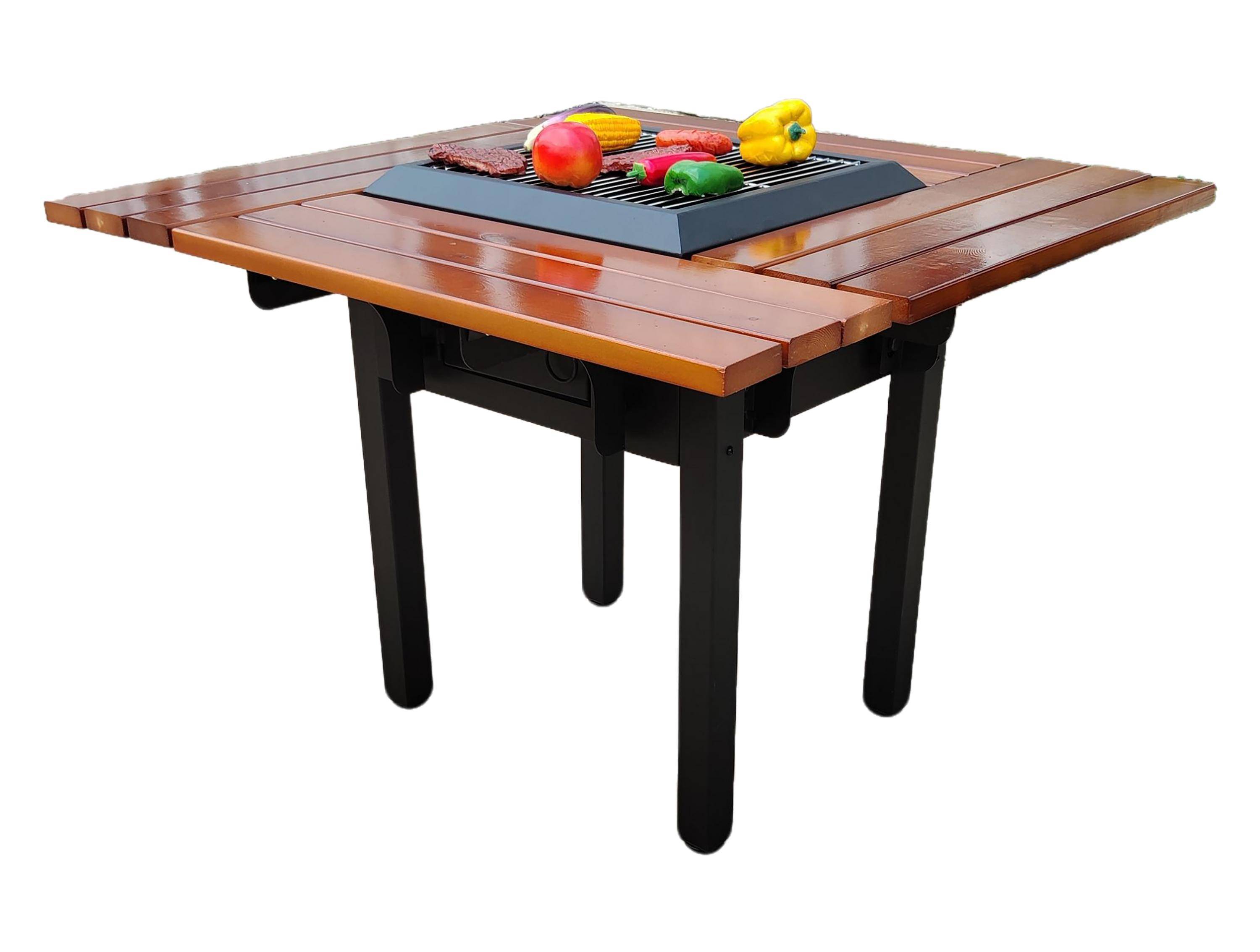Purline - Barbecue charbon acier corten avec table en bois EFP54 – Purline - Image 1