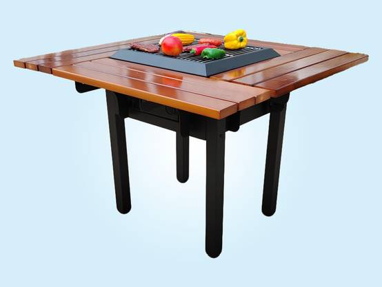 Purline - Barbecue charbon acier corten avec table en bois EFP54 – Purline - Image 3
