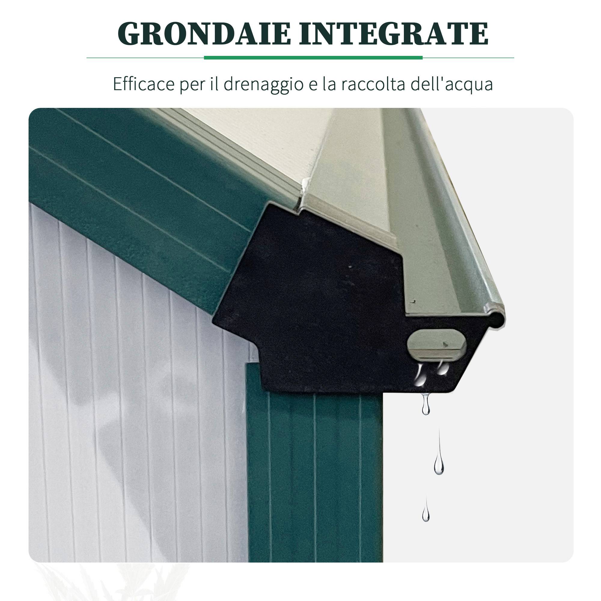 Serre de jardin rigide panneaux polycarbonate et structure aluminium pour culture de potager 190x253x199cm vert - Image 9