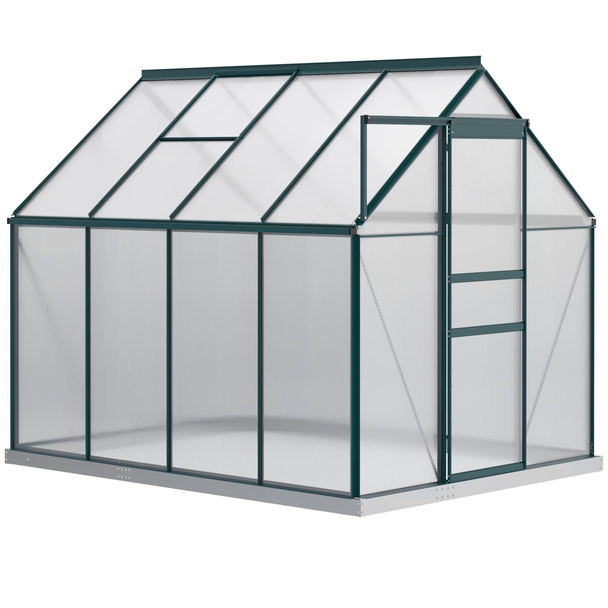 Serre de jardin rigide panneaux polycarbonate et structure aluminium pour culture de potager 190x253x199cm vert - Image 2