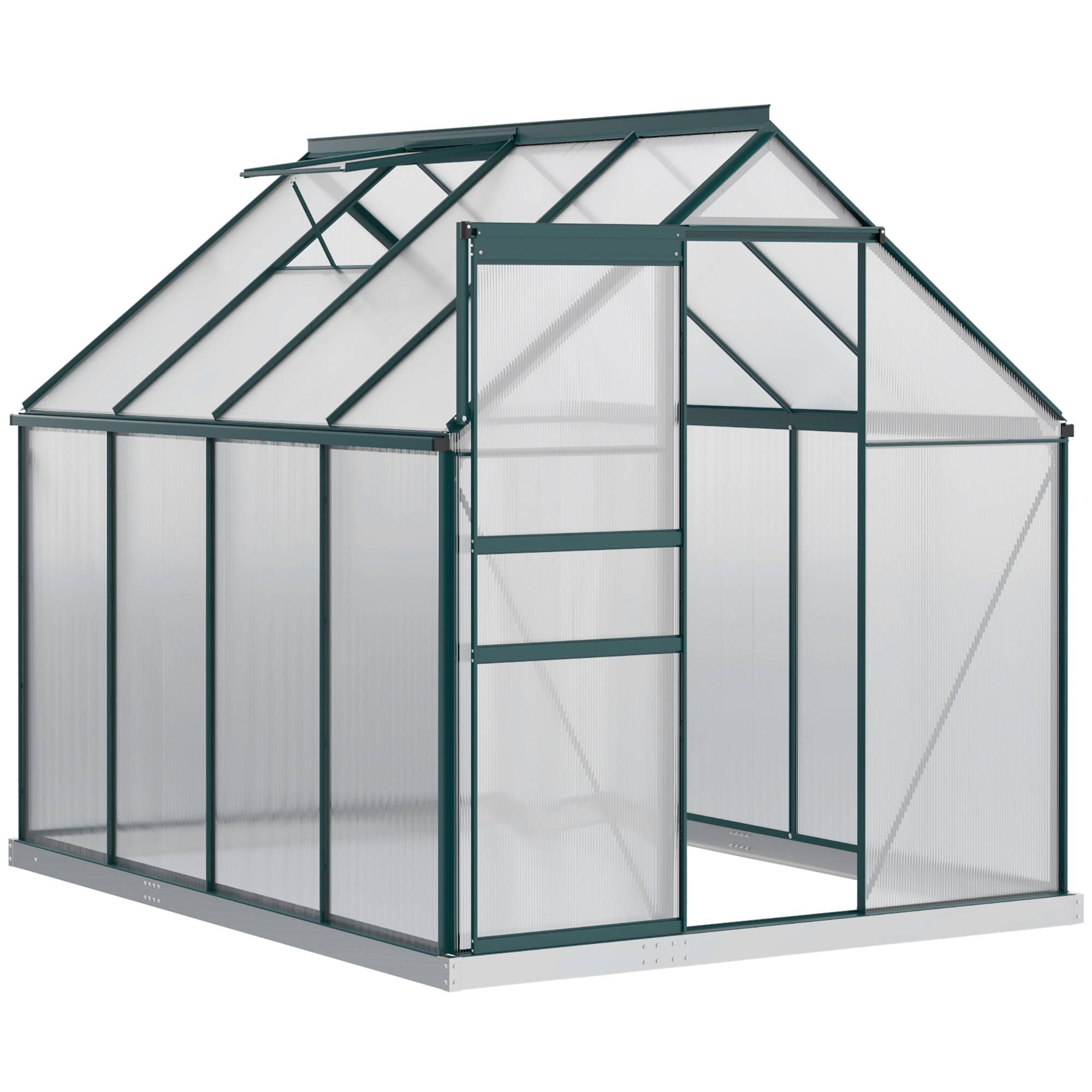 Serre de jardin rigide panneaux polycarbonate et structure aluminium pour culture de potager 190x253x199cm vert - Image 1