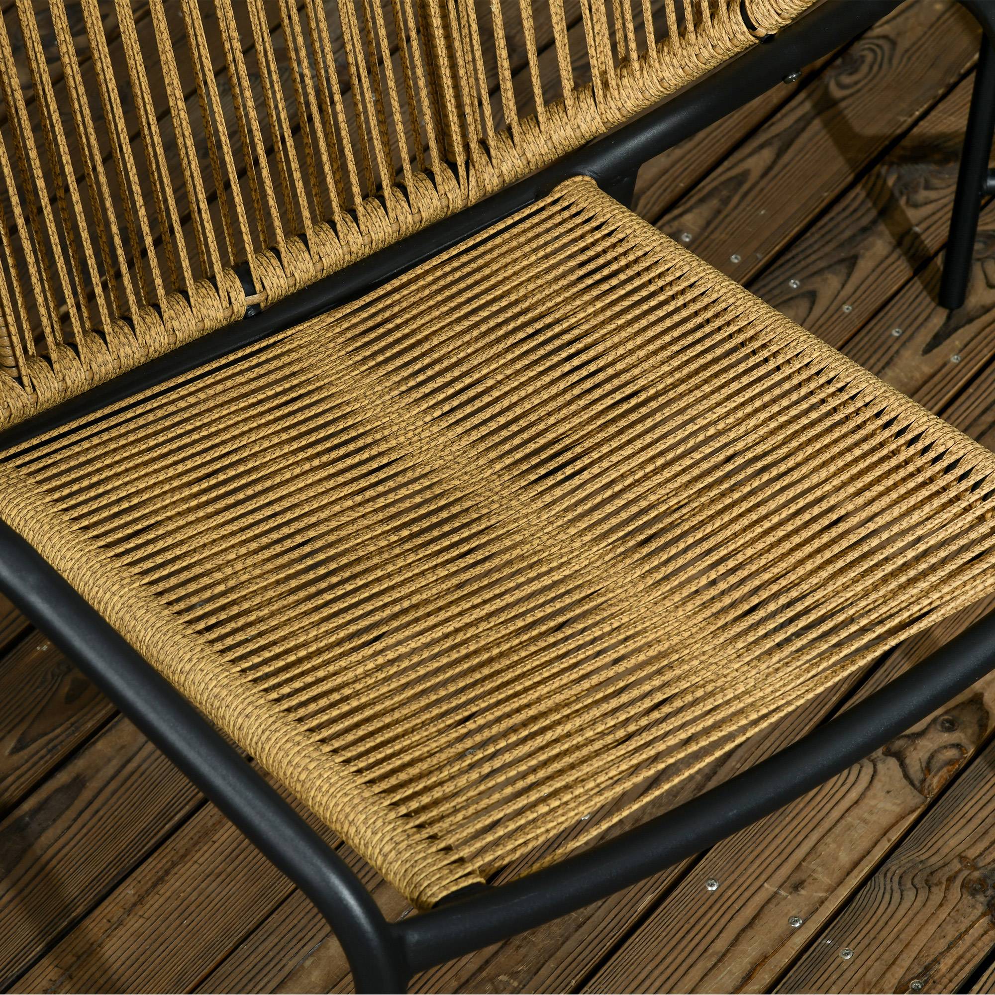 Ensemble salon jardin 2 fauteuils résine tressée table basse acier vert – ComfortXL Outdoor Living - Image 7