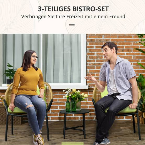 Ensemble salon jardin 2 fauteuils résine tressée table basse acier vert – ComfortXL Outdoor Living - Image 4