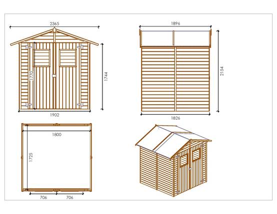 Altanka - Abri de jardin en bois 3.46 m2 - 1.9x1.82 m - traité - Couleur: vert - DOM218 - ALTANKA - Image 3