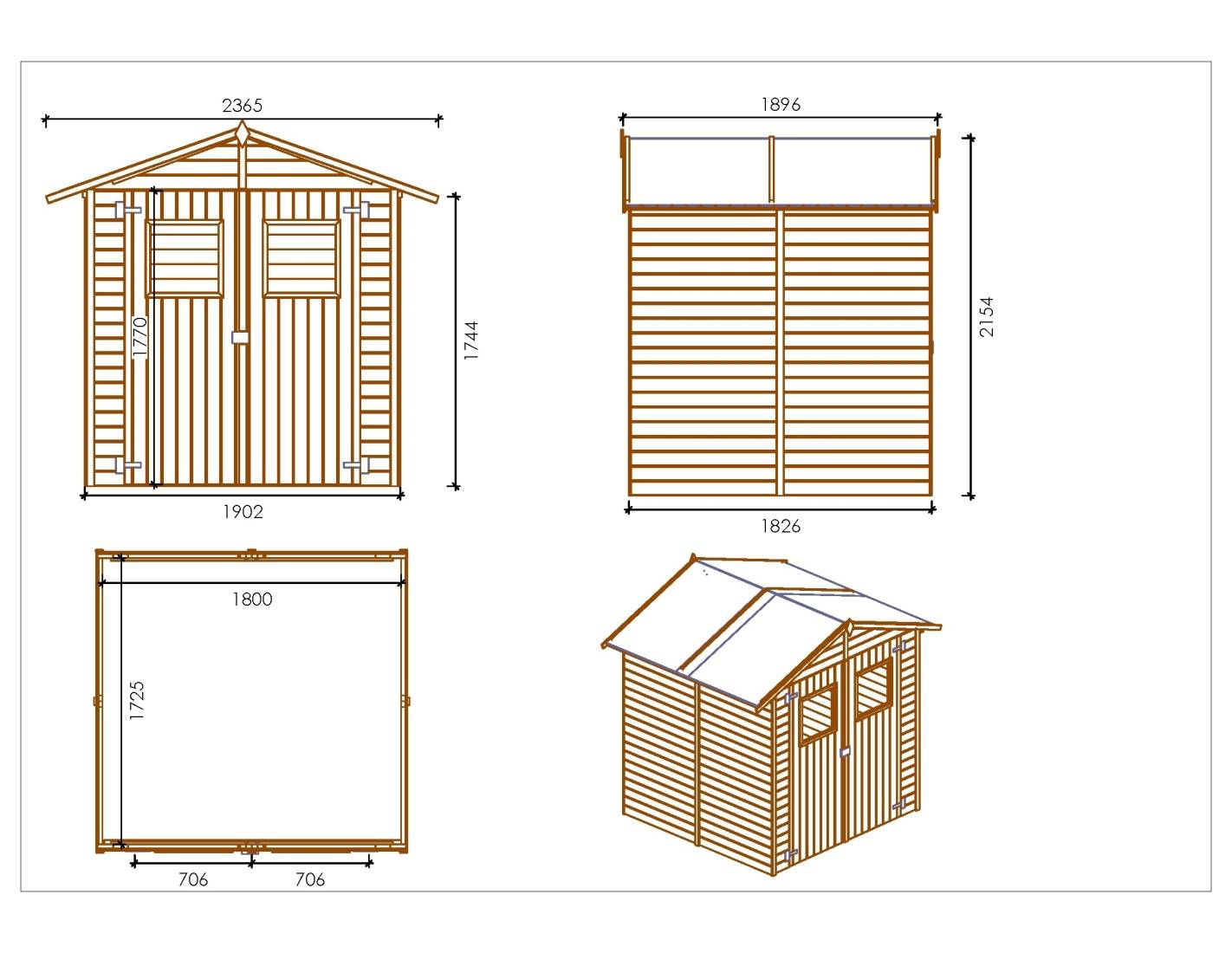 Altanka - Abri de jardin en bois 3.46 m2 - 1.9x1.82 m - traité - Couleur: vert - DOM218 - ALTANKA - Image 3