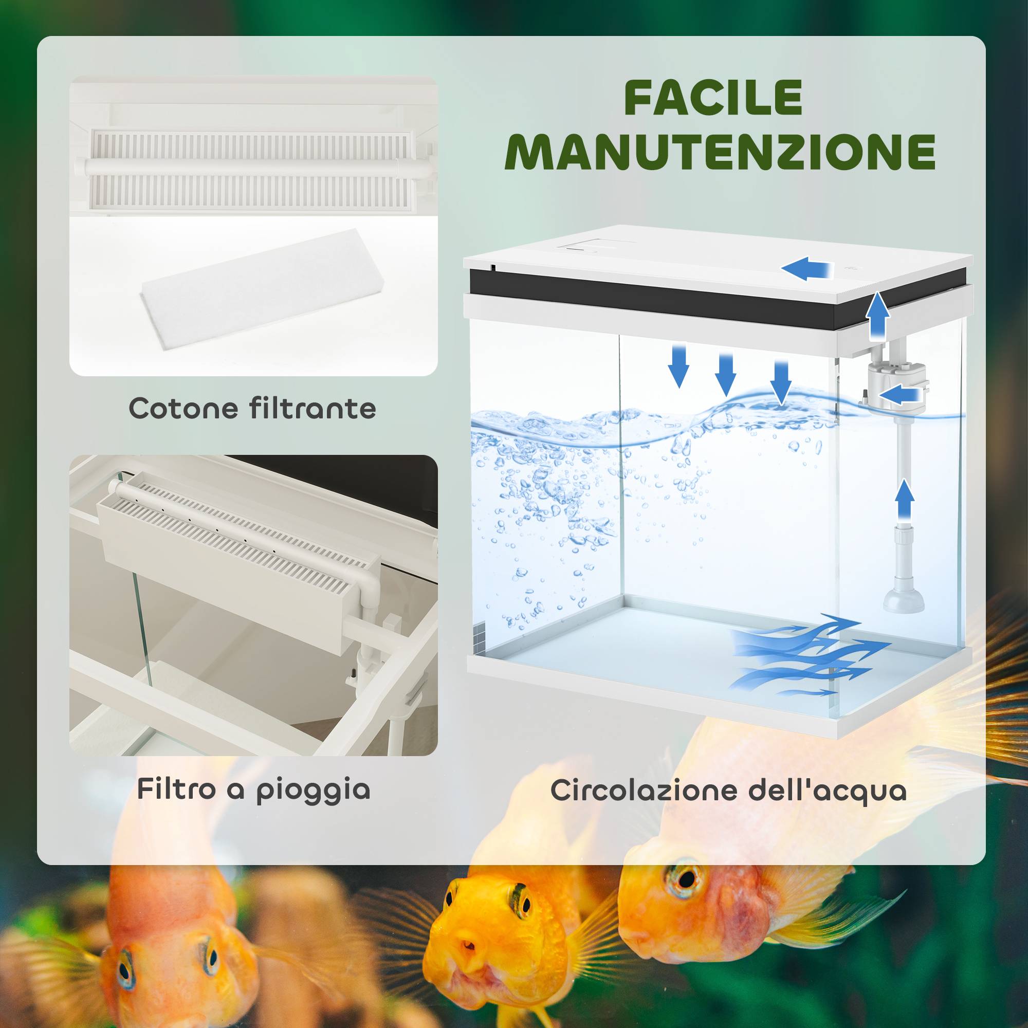 ComfortXL - Aquarium 26 L en verre et ABS blanc 38 x 26 x 38 cm avec éclairage LED multicolore filtre et pompe à eau - Image 4