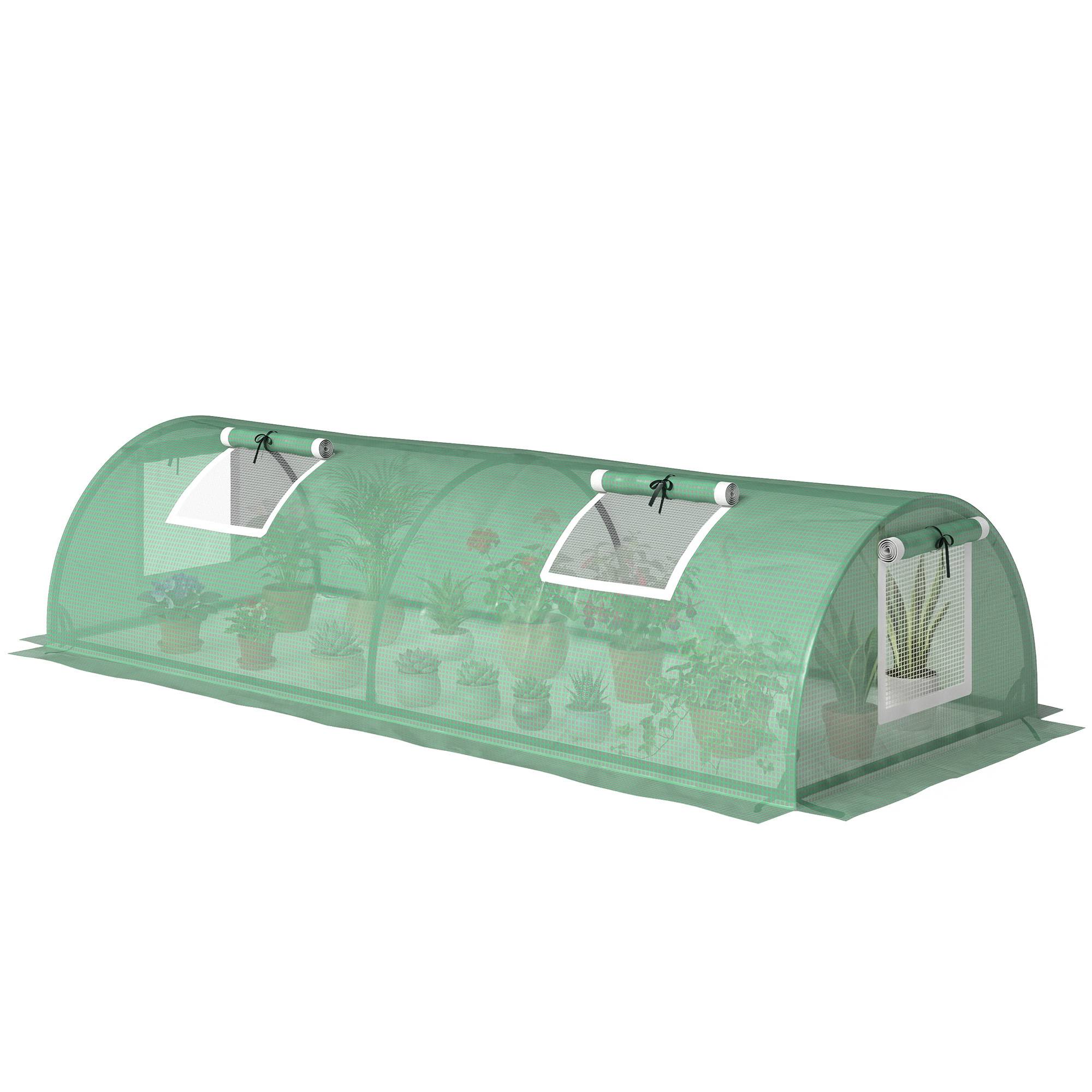 Mini Serre de Jardin mini serre tunnel à tomates 200 x 80 x 45 cm Acier PE Anti-UV 4 portes en filet enroulables vert - Image 2