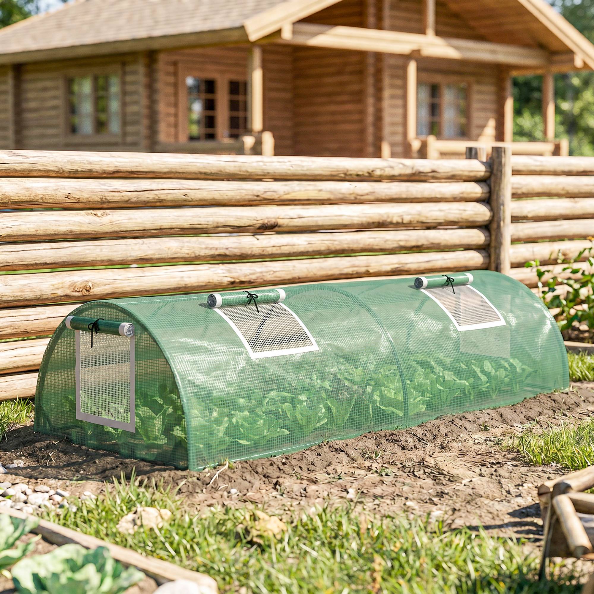 Mini Serre de Jardin mini serre tunnel à tomates 200 x 80 x 45 cm Acier PE Anti-UV 4 portes en filet enroulables vert - Image 10