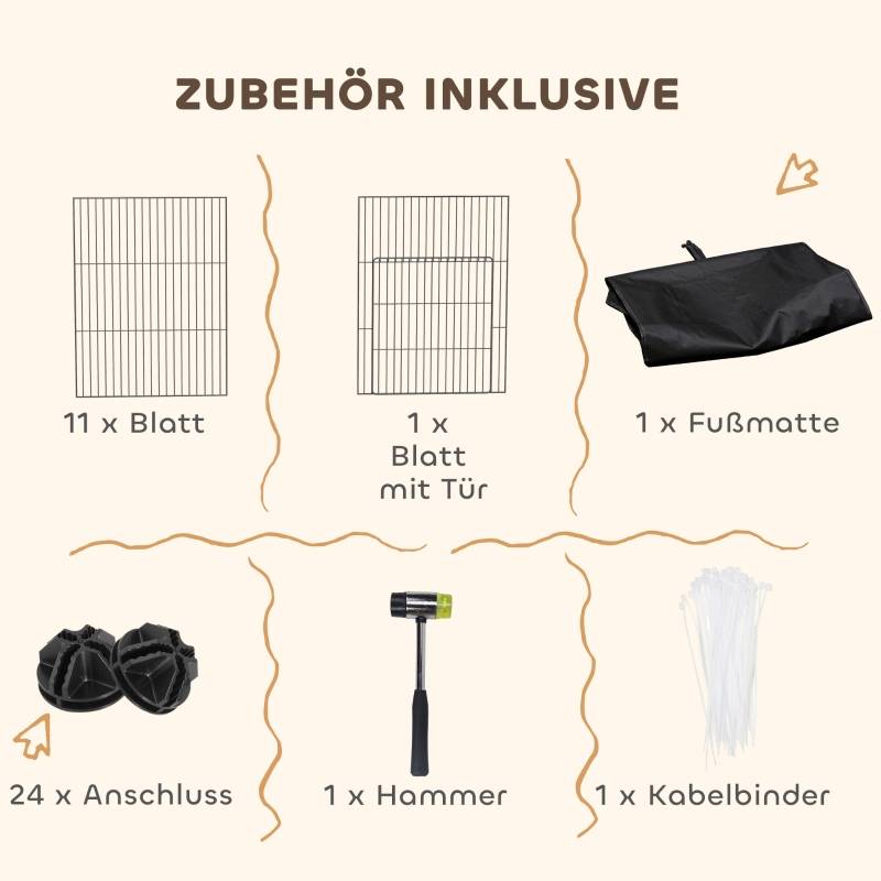 ComfortXL - Enclos modulable acier lapin rongeur avec tapis imperméable 120x60x40 cm noir - ComfortXL Outdoor Living - Image 7