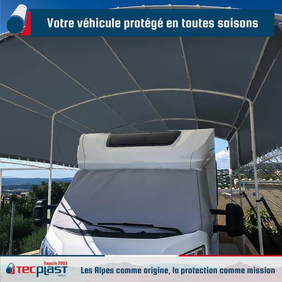 Bâche pour Carport 4x6 m LP506CP Gris anthracite - Garantie 5 ans - Toile PVC étanche pour abri de voiture TECPLAST - Image 2