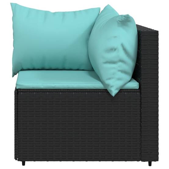 Canapés d'angle de jardin et coussins 2 pcs | Canapé D'extérieur | Sofa De Jardin Noir Résine tressée Maison Chic - Image 5