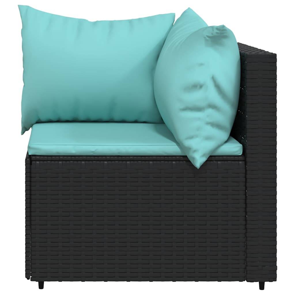 Canapés d'angle de jardin et coussins 2 pcs | Canapé D'extérieur | Sofa De Jardin Noir Résine tressée Maison Chic - Image 5