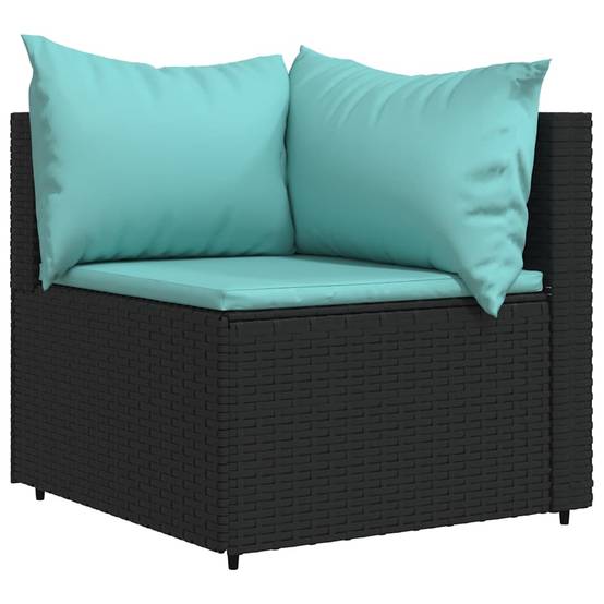 Canapés d'angle de jardin et coussins 2 pcs | Canapé D'extérieur | Sofa De Jardin Noir Résine tressée Maison Chic - Image 3