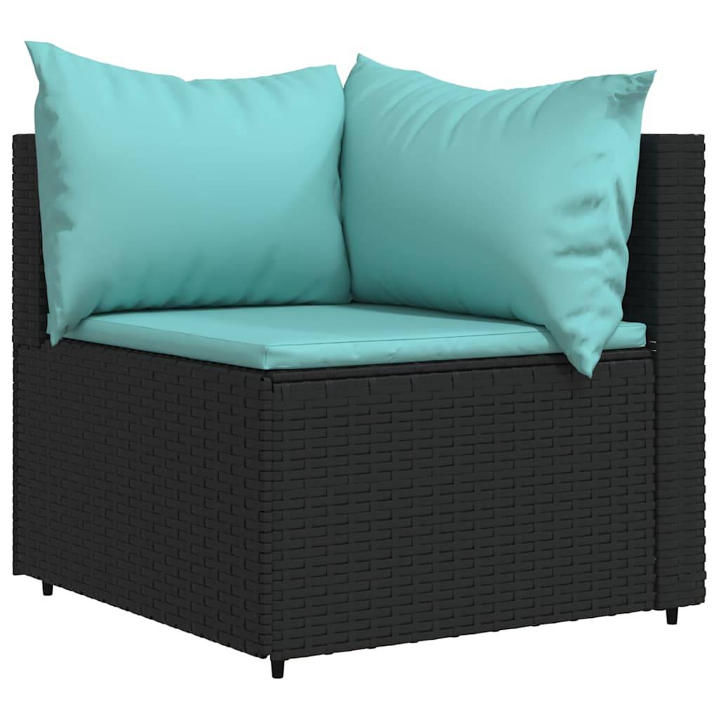 Canapés d'angle de jardin et coussins 2 pcs | Canapé D'extérieur | Sofa De Jardin Noir Résine tressée Maison Chic - Image 3