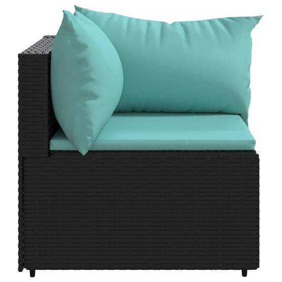 Canapés d'angle de jardin et coussins 2 pcs | Canapé D'extérieur | Sofa De Jardin Noir Résine tressée Maison Chic - Image 4