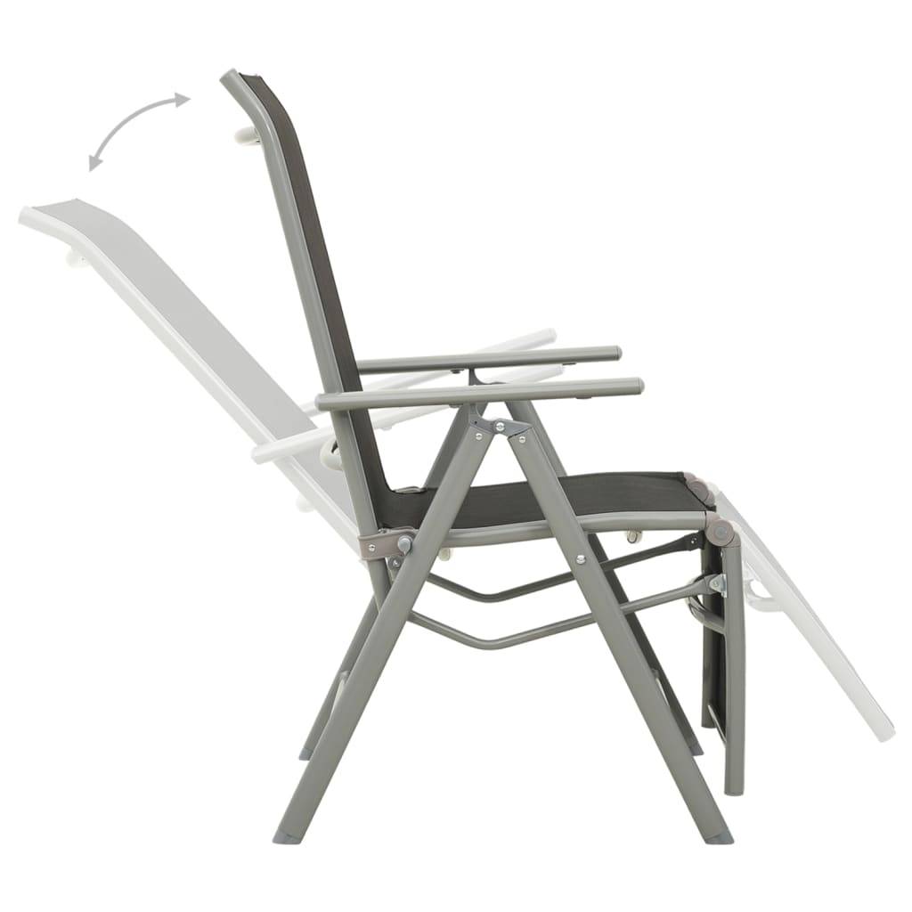 Chaise de jardin inclinable - Chaise d'extérieur - Fauteuil de jardin textilène et aluminium argenté - Image 5
