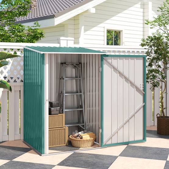 Abri Jardin Métal Extérieur Rangement Sécurisé Toit Monopente 100x103cm Vert - ComfortXL Outdoor Living - Image 8