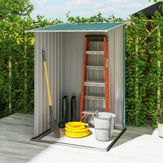 Abri Jardin Métal Extérieur Rangement Sécurisé Toit Monopente 100x103cm Vert - ComfortXL Outdoor Living - Image 7