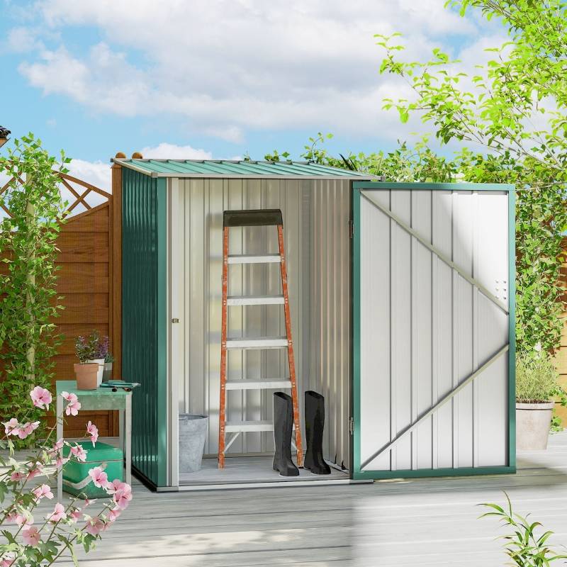 Abri Jardin Métal Extérieur Rangement Sécurisé Toit Monopente 100x103cm Vert - ComfortXL Outdoor Living - Image 1