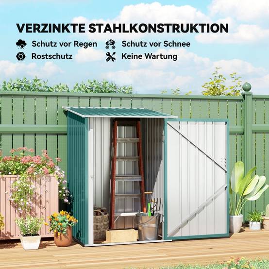 Abri Jardin Métal Extérieur Rangement Sécurisé Toit Monopente 100x103cm Vert - ComfortXL Outdoor Living - Image 4