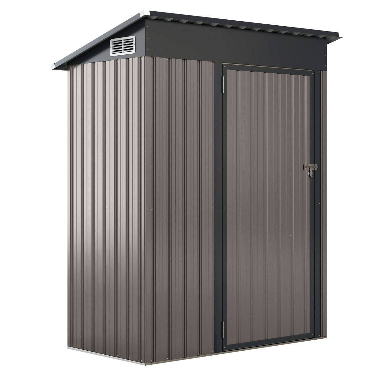 Helloshop26 - Abri de rangement toutes saisons 150 x 90,5 x 185 cm sécurisé avec ventilation moderne en fer galvanisé gris foncé