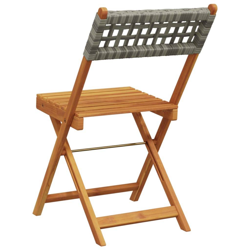 Chaises de jardin pliantes poly rotin bois massif gris 41 x 52.5 x 80 cm (lot de 6) - PANGIVO - Image 6