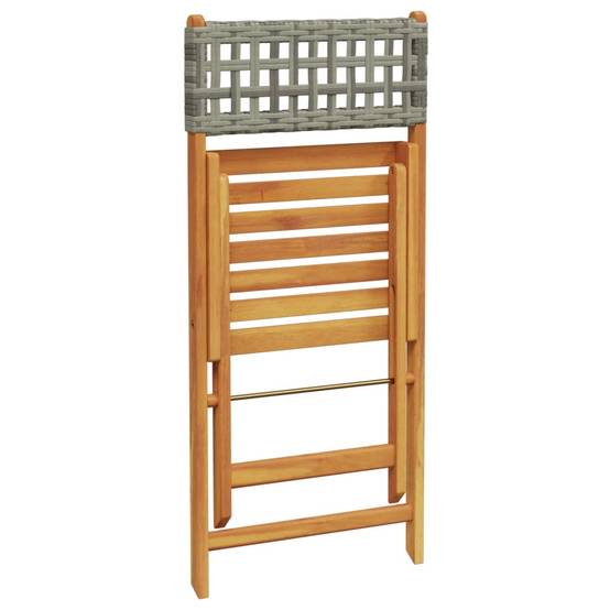 Chaises de jardin pliantes poly rotin bois massif gris 41 x 52.5 x 80 cm (lot de 6) - PANGIVO - Image 7