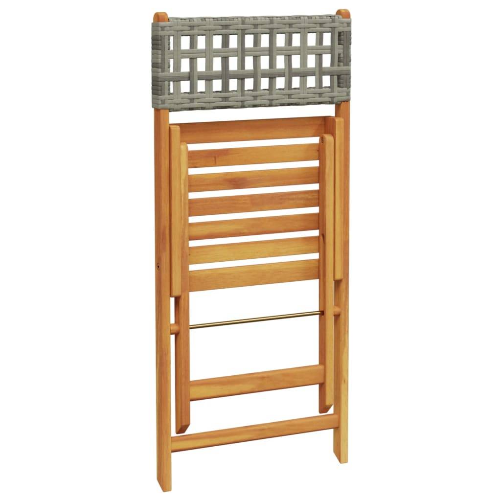 Chaises de jardin pliantes poly rotin bois massif gris 41 x 52.5 x 80 cm (lot de 6) - PANGIVO - Image 7