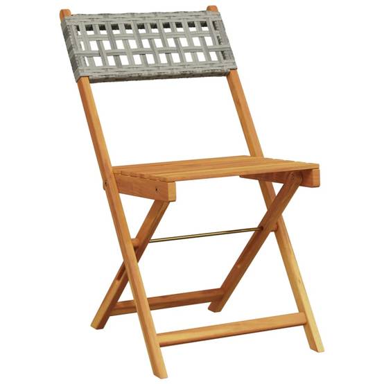 Chaises de jardin pliantes poly rotin bois massif gris 41 x 52.5 x 80 cm (lot de 6) - PANGIVO - Image 3