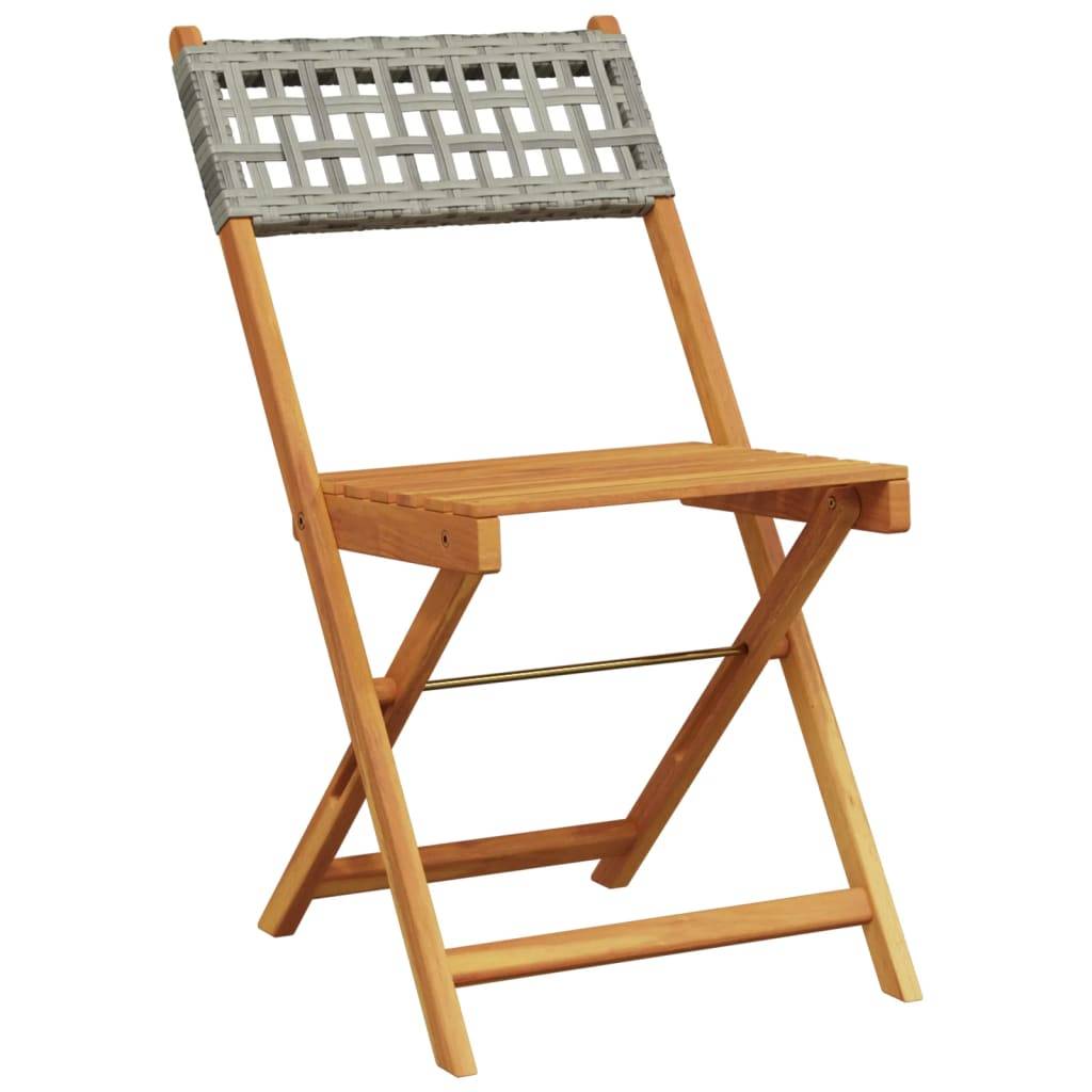 Chaises de jardin pliantes poly rotin bois massif gris 41 x 52.5 x 80 cm (lot de 6) - PANGIVO - Image 3