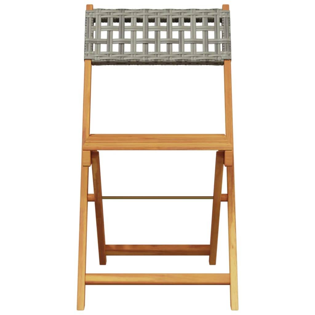 Chaises de jardin pliantes poly rotin bois massif gris 41 x 52.5 x 80 cm (lot de 6) - PANGIVO - Image 4