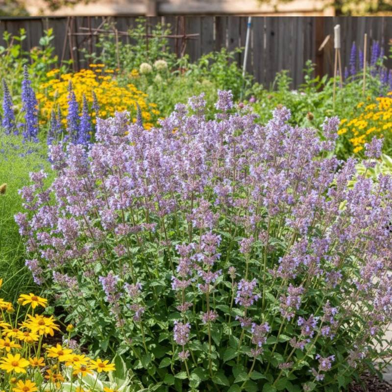 Herbe aux chats - Menthe des chats racemosa Grog, Nepeta à fleurs Bleue/Violette - feuillage Persistant - Godet - 5/20 cm - Image 1