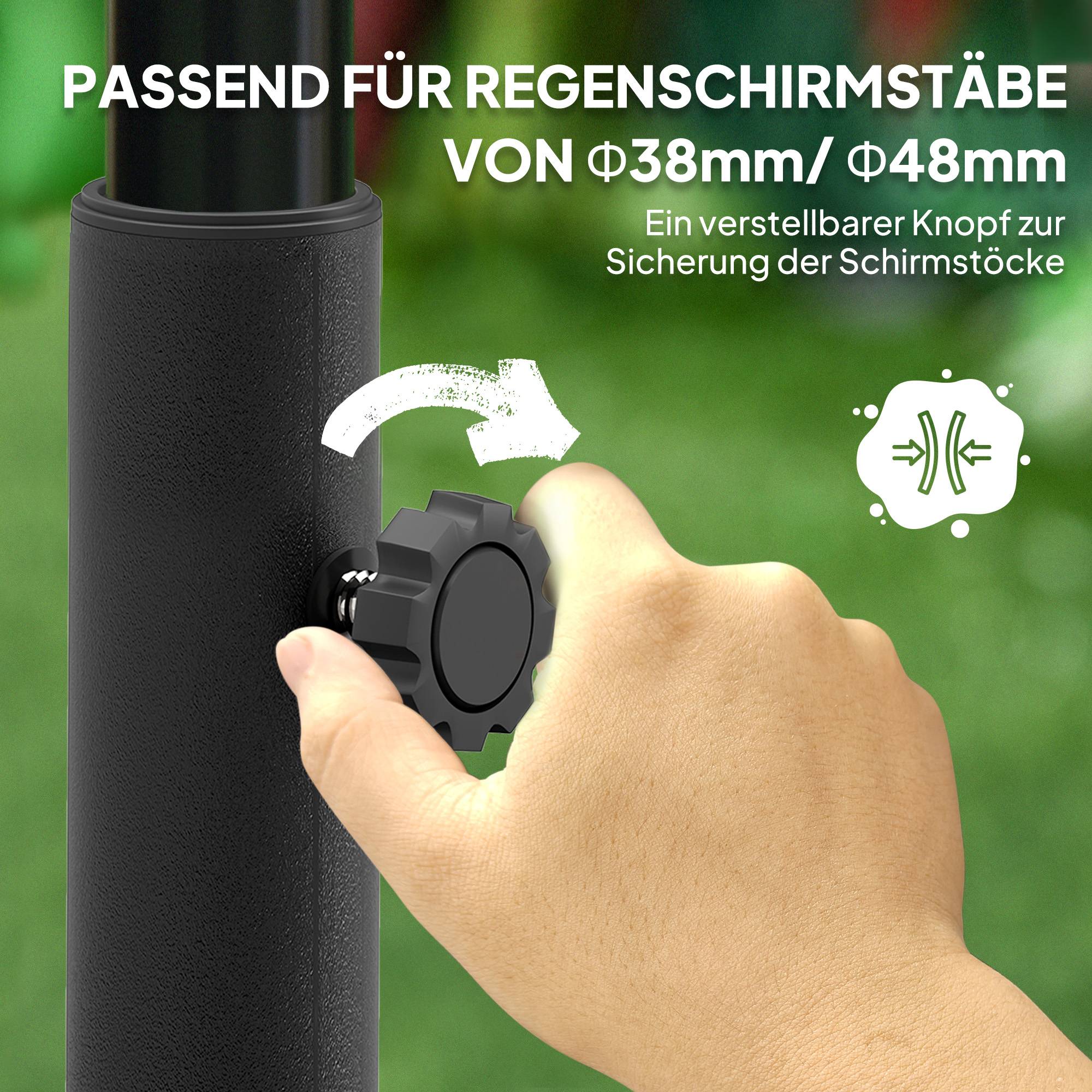 Socle de Parasol à Roulettes Plastique Balcon Maintien Lesté 48 cm Noir - ComfortXL Outdoor Living - Image 6