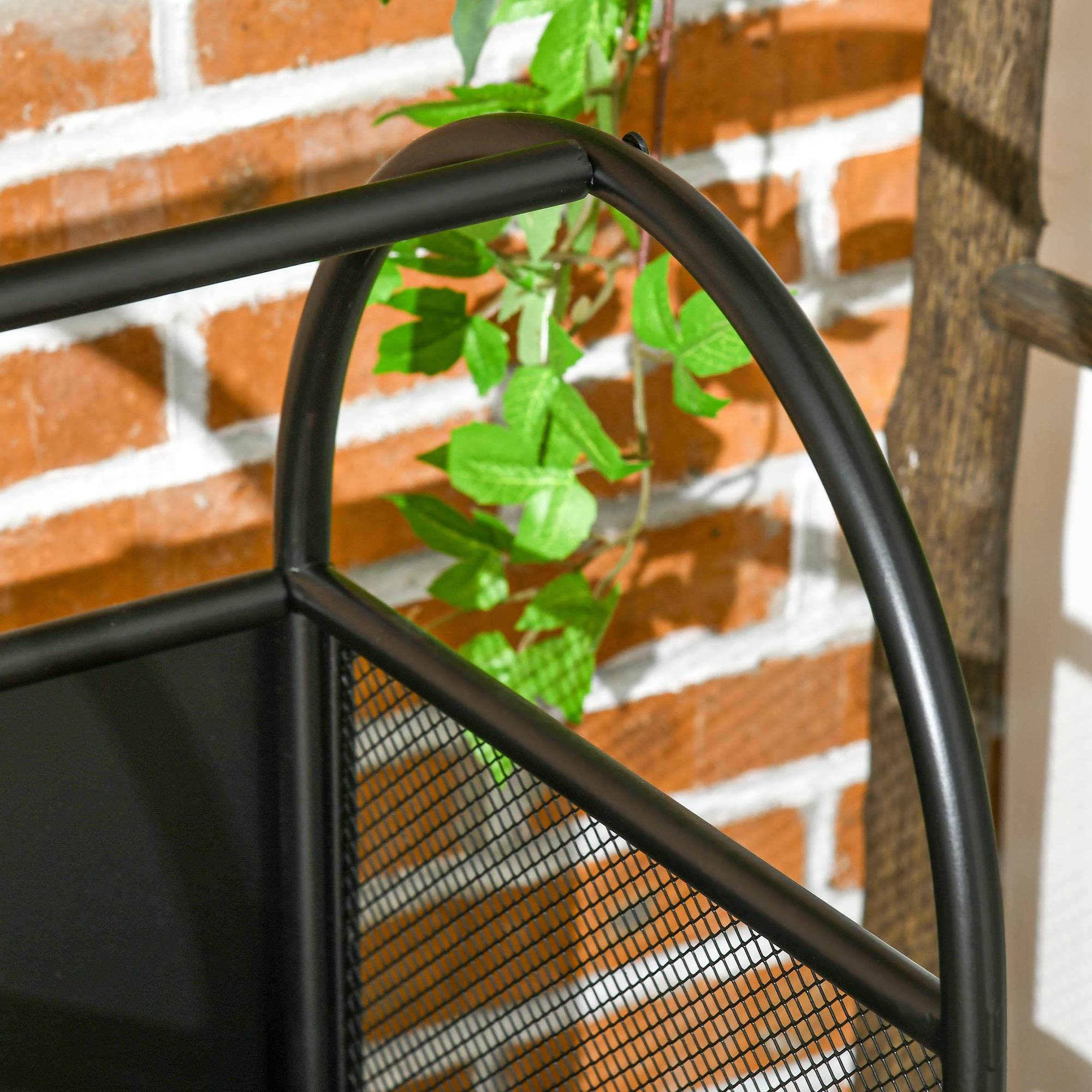ComfortXL - Range-bûches à roulettes métal intérieur extérieur avec accessoires 80cm noir - ComfortXL Outdoor Living - Image 10