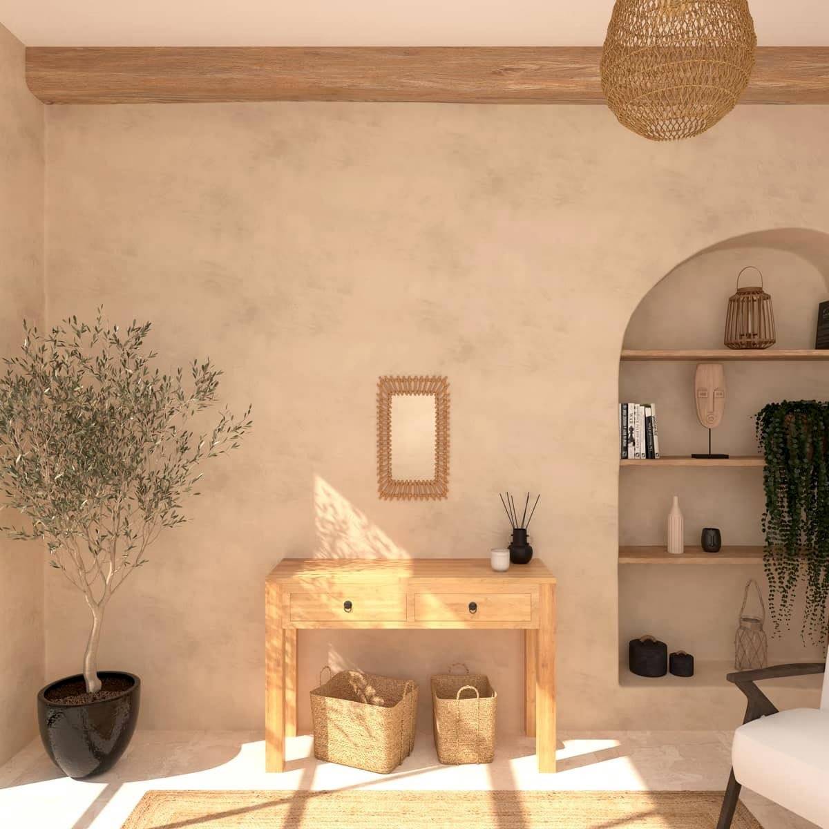 Miroir mural rectangle en Rotin 35 x 58 cm - Image 3
