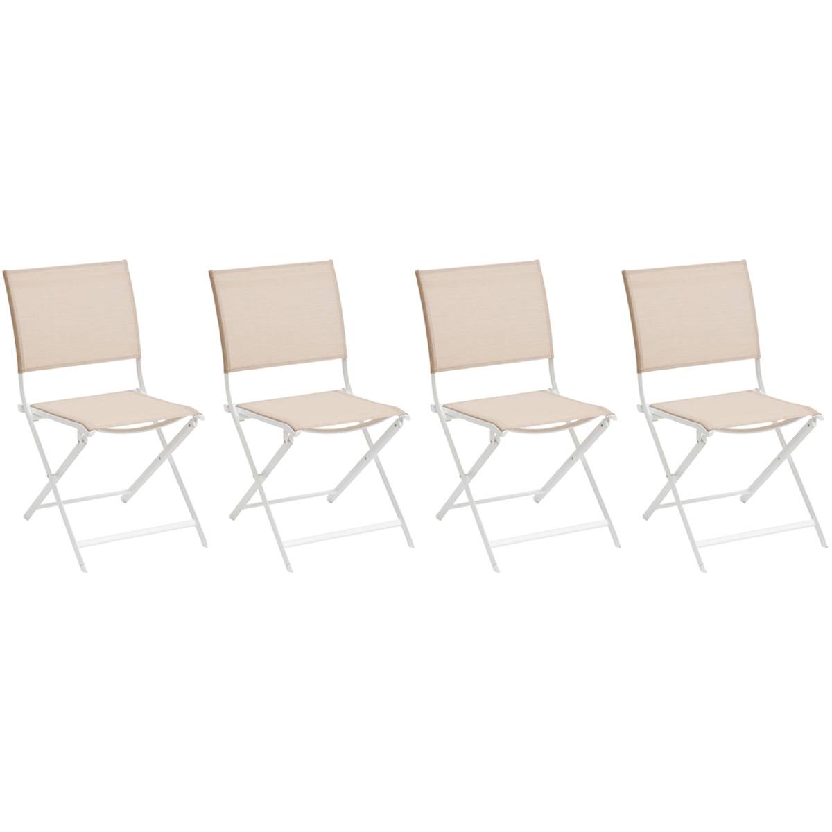 Hesperide - Lot de 4 chaises de jardin pliantes "Axant" lin & blanc en aluminium traité époxy Hespéride - Image 4
