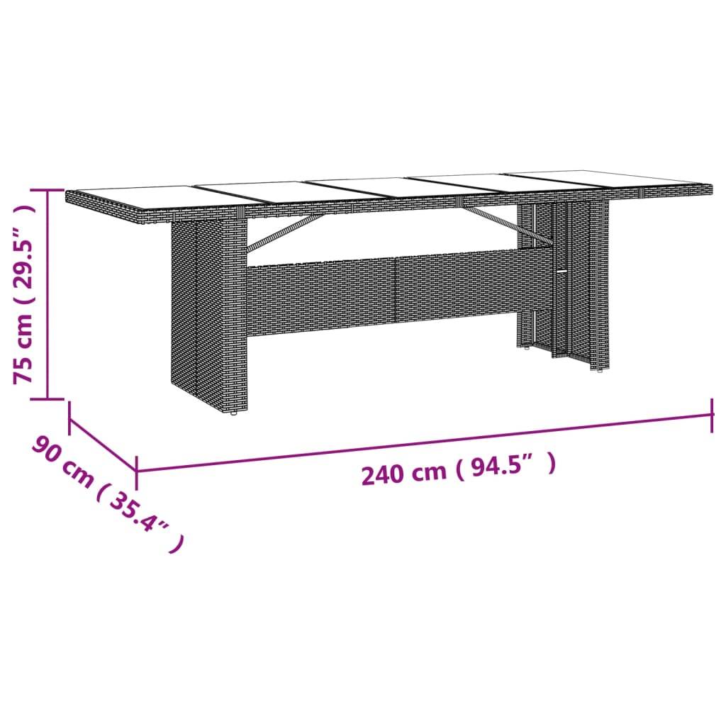 ComfortXL - Très Grande Table de Jardin Beige 240cm en Résine Tressée et Verre, pour Grandes Réceptions – ComfortXL Outdoor Living - Image 7