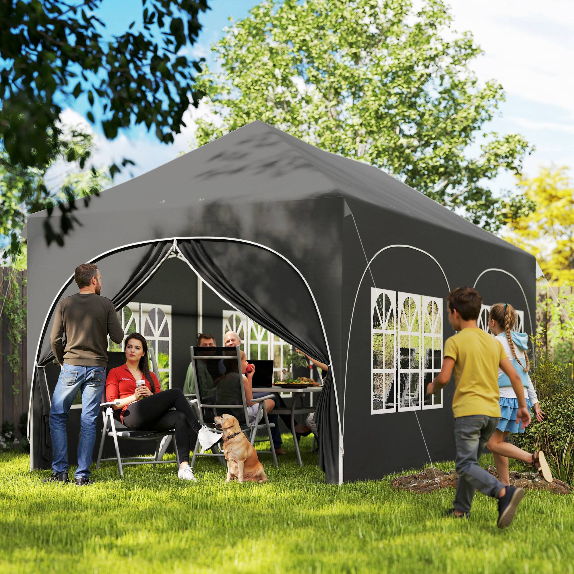 Maison Chic - Tonnelle pliante barnum imperméable anti-UV parois latérales sacs de sable Métal Gris Foncé fr555 - Image 3