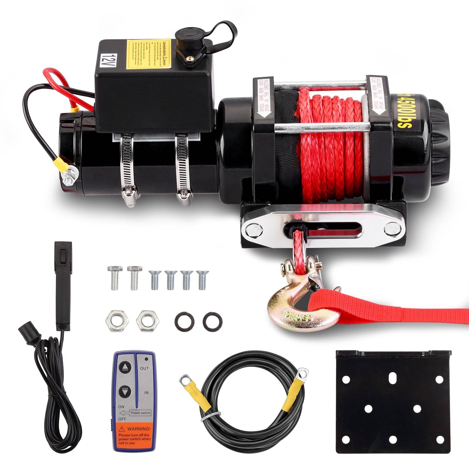 Teeno - Treuil électrique 12V, câble de treuil 4500lb/2041kg, câble en nylon