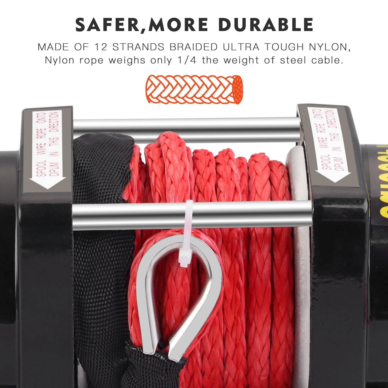 Teeno - Treuil électrique 12V, câble de treuil 4500lb/2041kg, câble en nylon - Image 6
