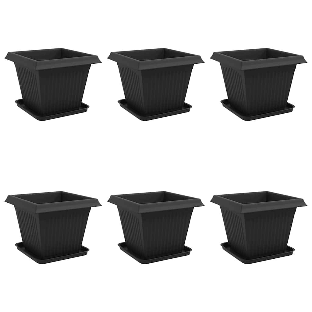 Vidaxl - Pots de plantes 6 pc Noir Plastique vidaXL 3403302 - Image 2