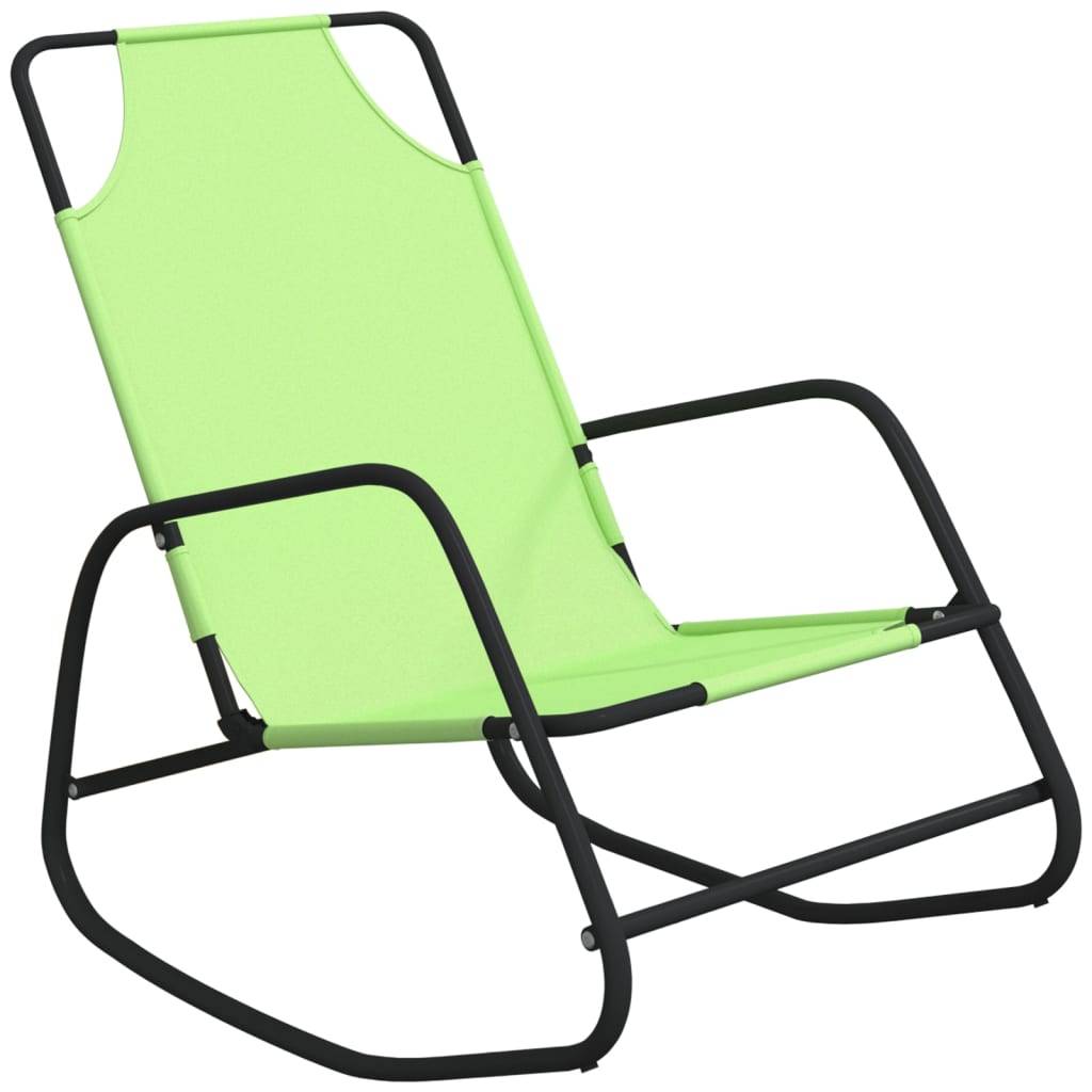 Helloshop26 - Transat chaise longue bain de soleil lit de jardin terrasse meuble d'extérieur à bascule vert acier et textilène - Image 1