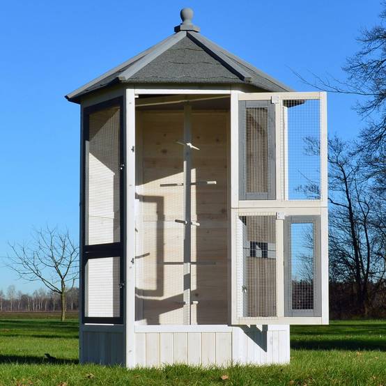 Voliere Cage a oiseaux en bois de haute qualite 100 x 180 x 100 cm Modele Luise 309 - Image 3