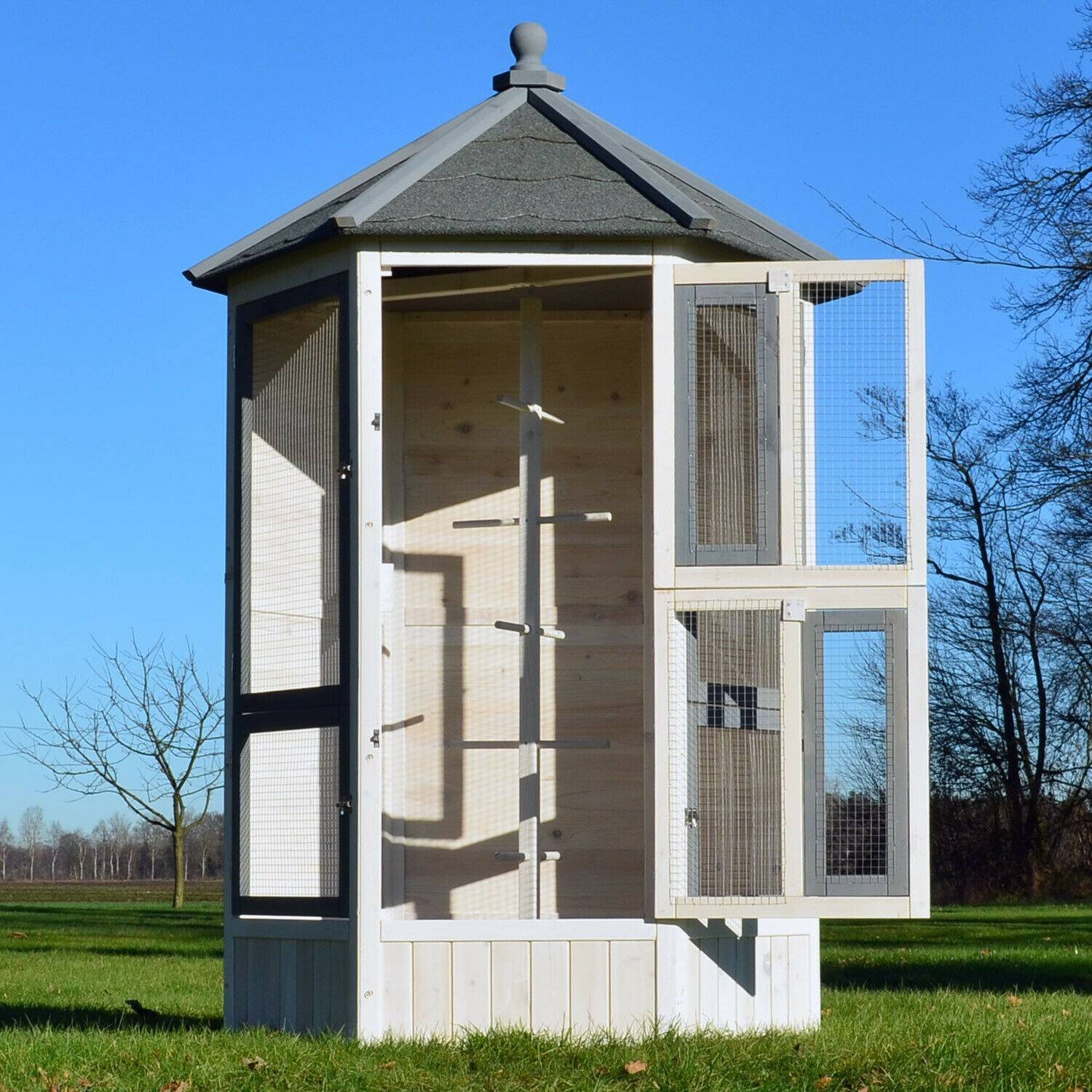 Voliere Cage a oiseaux en bois de haute qualite 100 x 180 x 100 cm Modele Luise 309 - Image 3