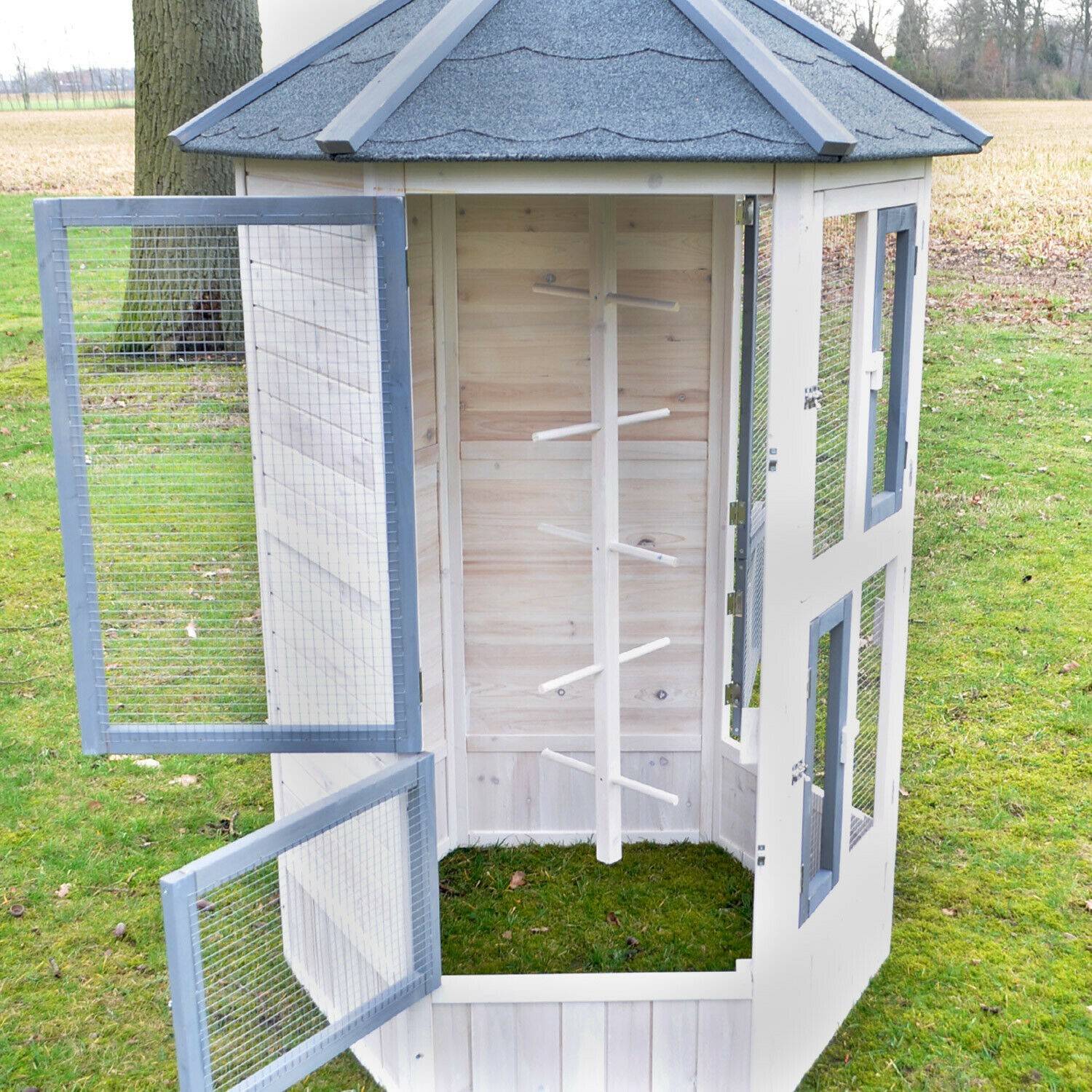 Voliere Cage a oiseaux en bois de haute qualite 100 x 180 x 100 cm Modele Luise 309 - Image 1