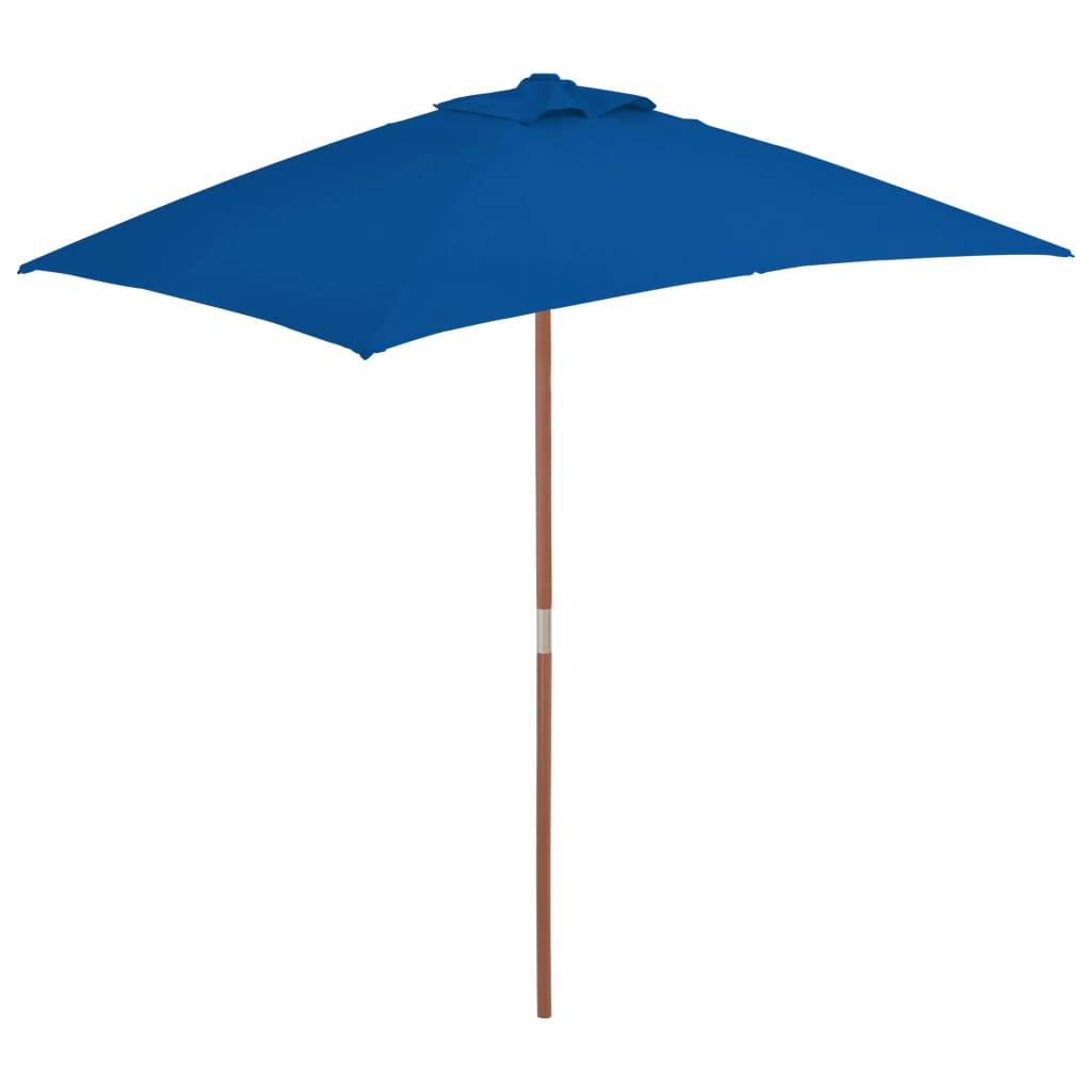 Helloshop26 - Parasol d'extérieur avec mât en bois 150 x 200 cm bleu - Image 1